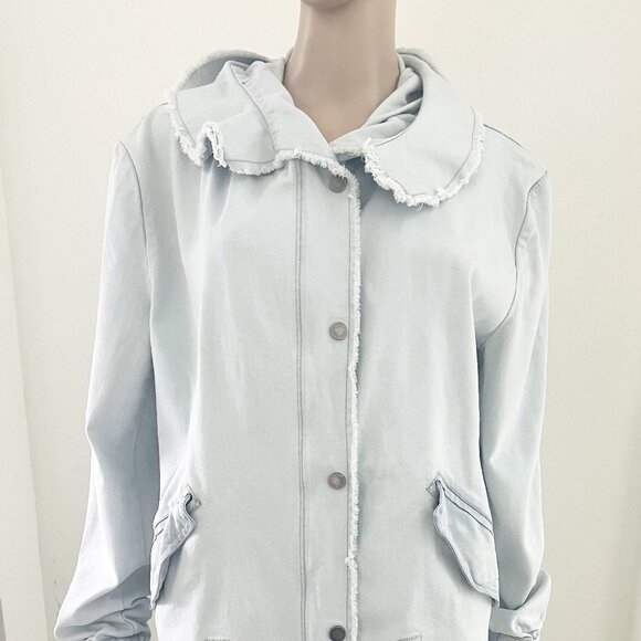 Coalition LA Distressed Denim Hooded Jacket Size Small - Picture 1 of 9